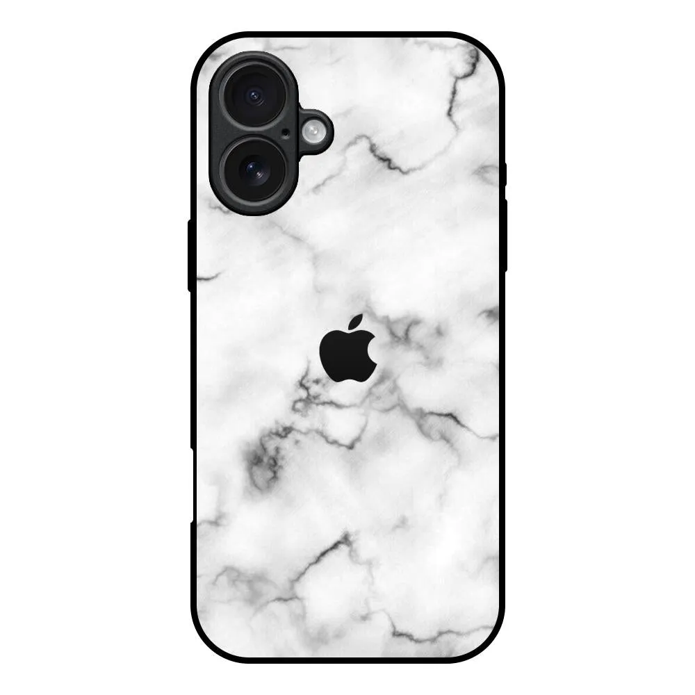 Satin White Marble Glass Case for iPhone 17 Smooth Feel Surface Minimal Surface