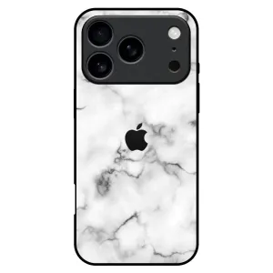 Satin White Marble Glass Case for iPhone 17 Pro Max Modern Texture Grip Assist