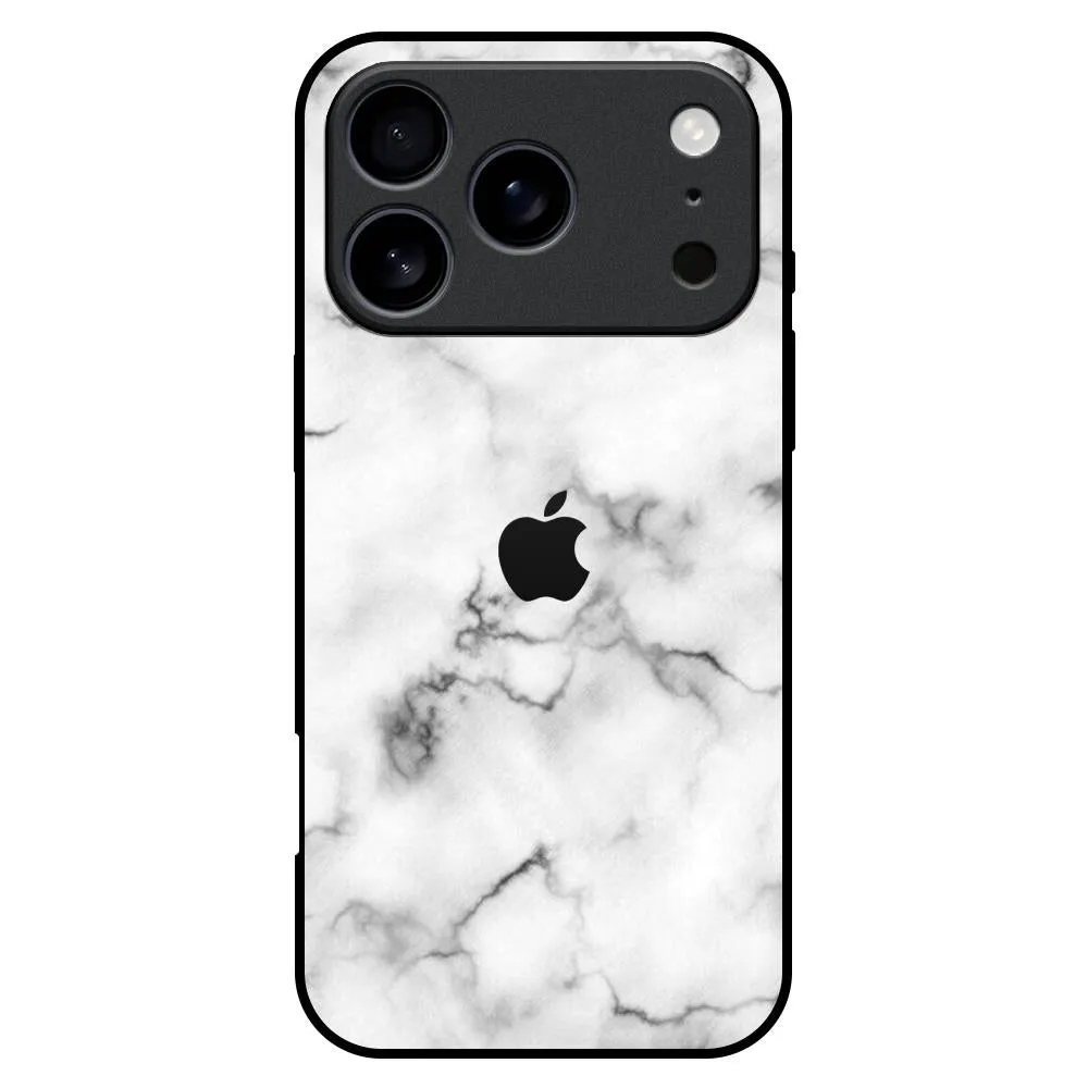 Satin White Marble Glass Case for iPhone 17 Pro Max Modern Texture Grip Assist