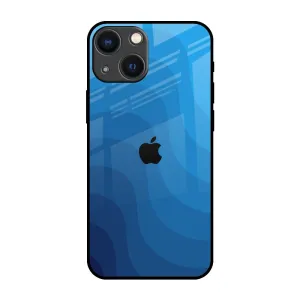 Minimal Frame Blue Wave Abstract Glass Case for iPhone 14 Plus