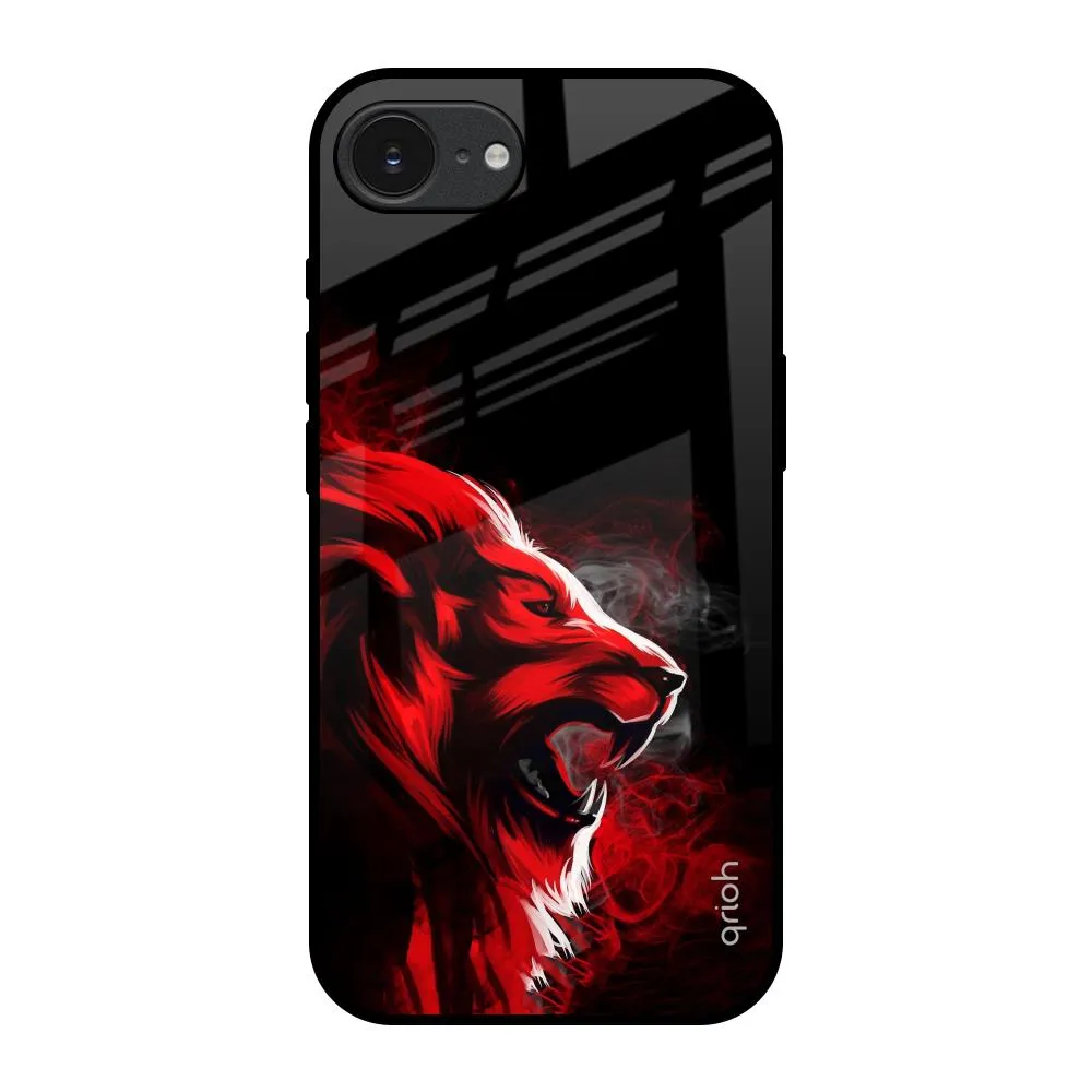 Red Angry Lion Glass Case for Apple iPhone 16e Trendy Design