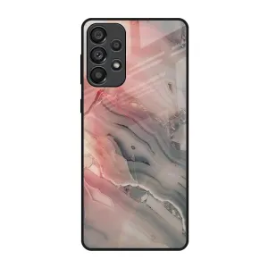 Professional Style Simple Look Pink And Grey Marble Glass Case For Samsung Galaxy A73 5G