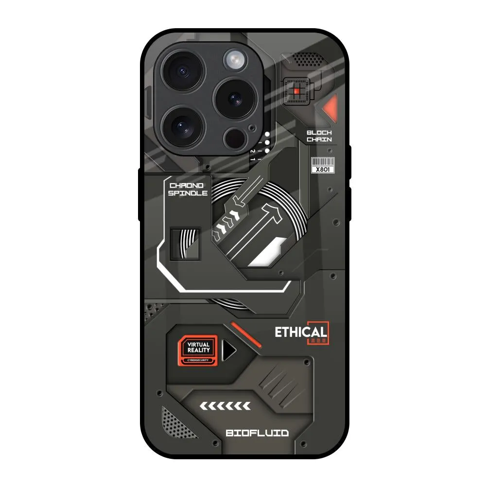 Hybrid Finish Texture Modern Pattern Style Tech Aesthetics Glass Case for iPhone 15 Pro