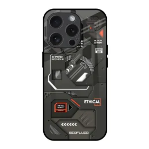 Hybrid Finish Texture Modern Pattern Style Tech Aesthetics Glass Case for iPhone 15 Pro