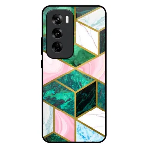 Seamless Green Marble Glass Case for Oppo Reno 12 5G Hybrid Material Build