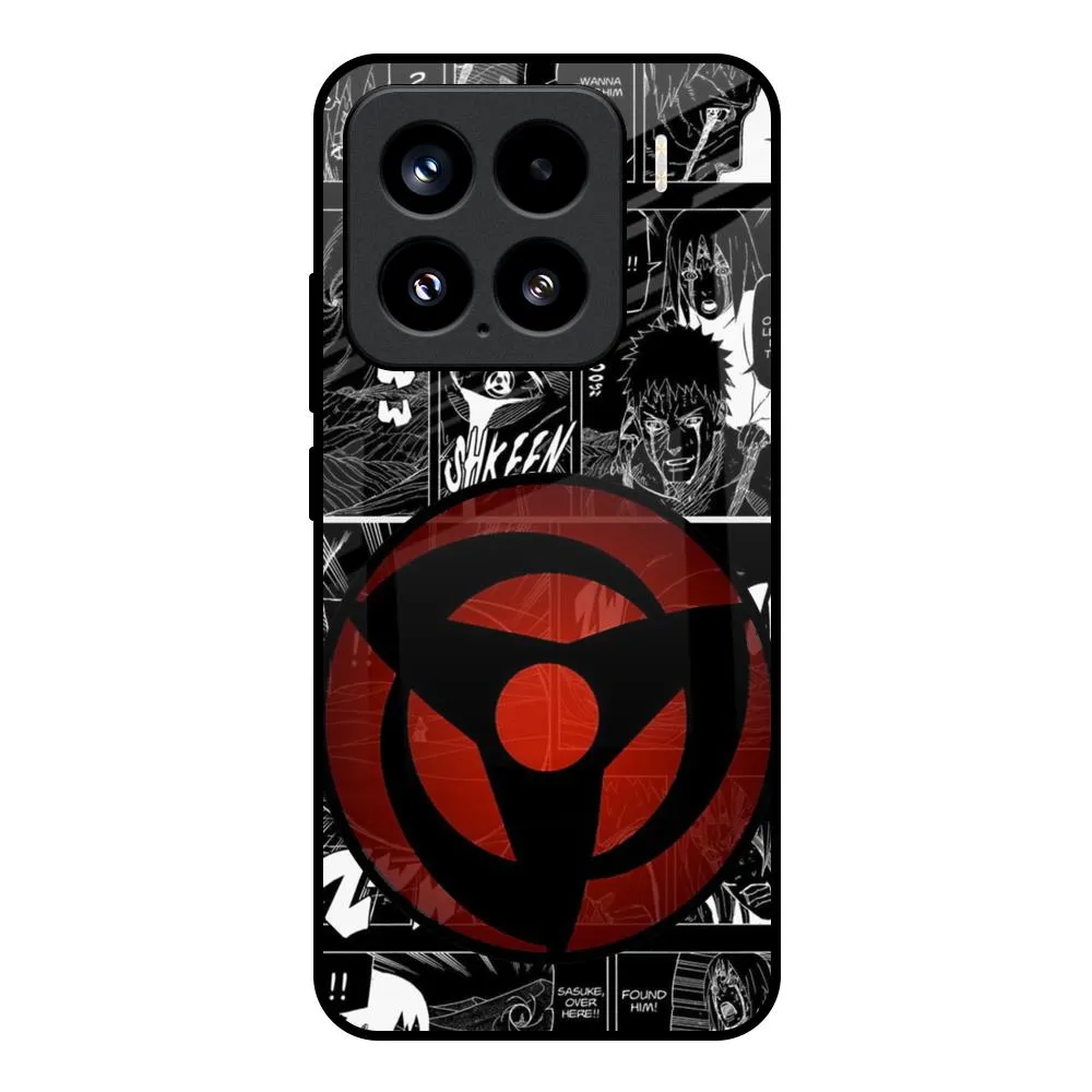 Smooth Layer Texture Sharingan Glass Case for Mi 15 5G