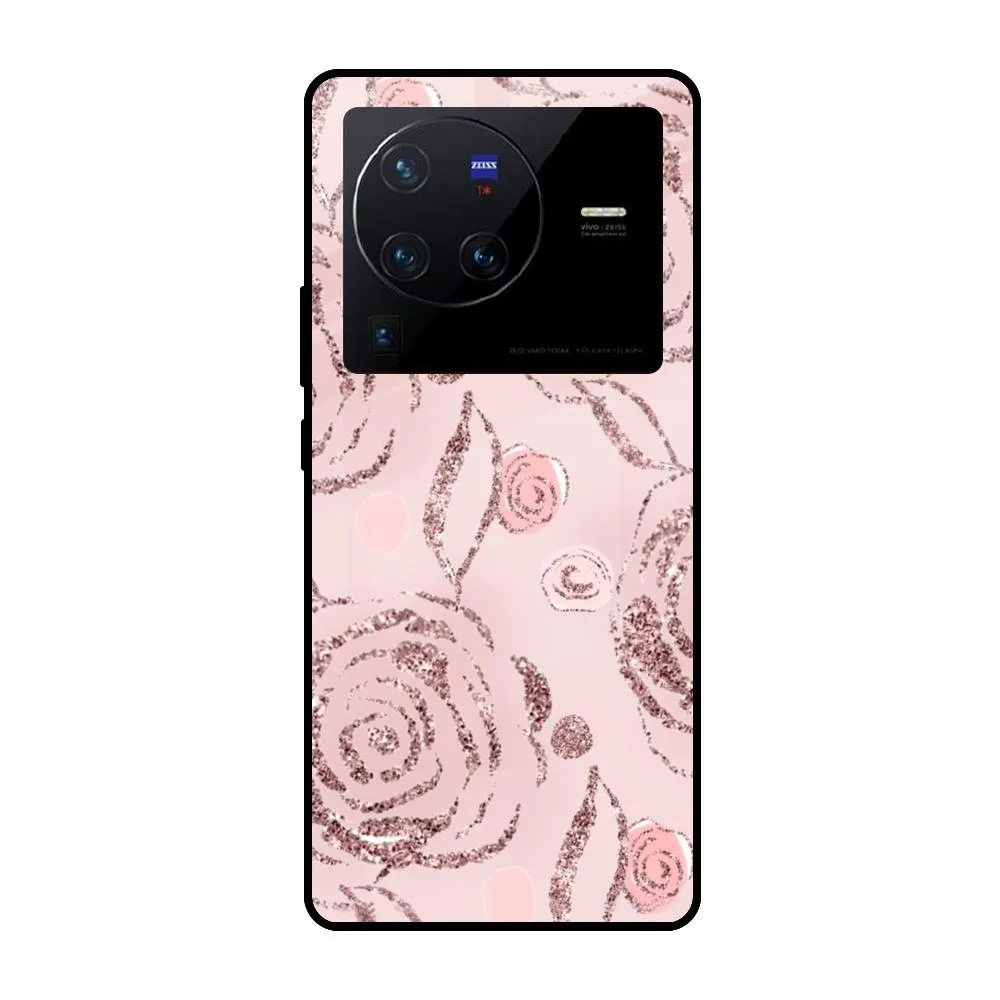 Luxury Style Camera Protection Shimmer Roses Glass case for Vivo X80 Pro 5G