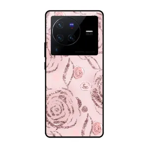 Luxury Style Camera Protection Shimmer Roses Glass case for Vivo X80 Pro 5G