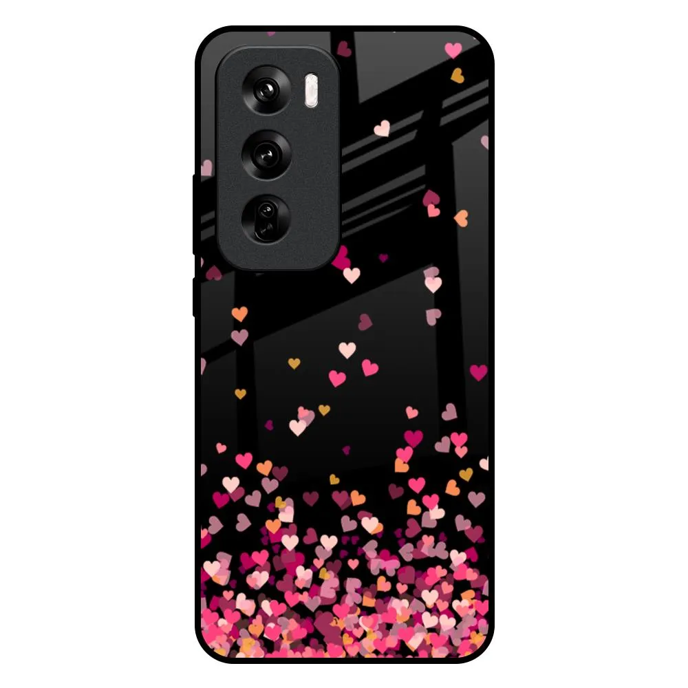 Heart Rain Fall Glass Case For Oppo Reno 12 Pro 5G Flexible Detail