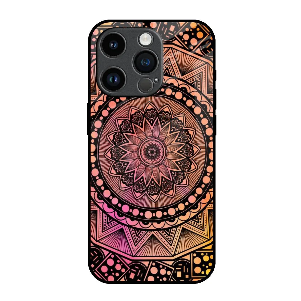 Floral Mandala Glass Case for iPhone 14 Pro Soft Detail Layer