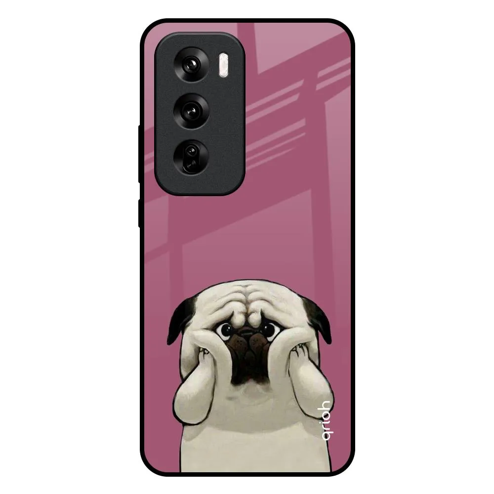 Funny Pug Face Glass Case For Oppo Reno 12 Pro 5G Strong Grip Modern Texture Build