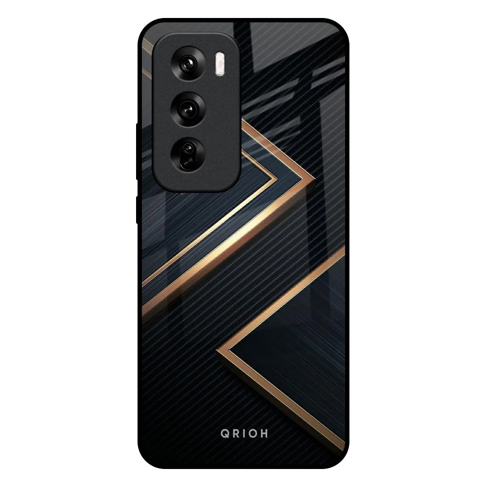 Luxury Layer Texture Enhanced Durability Sleek Golden & Navy Glass Case for Oppo Reno 12 5G