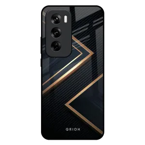 Luxury Layer Texture Enhanced Durability Sleek Golden & Navy Glass Case for Oppo Reno 12 5G