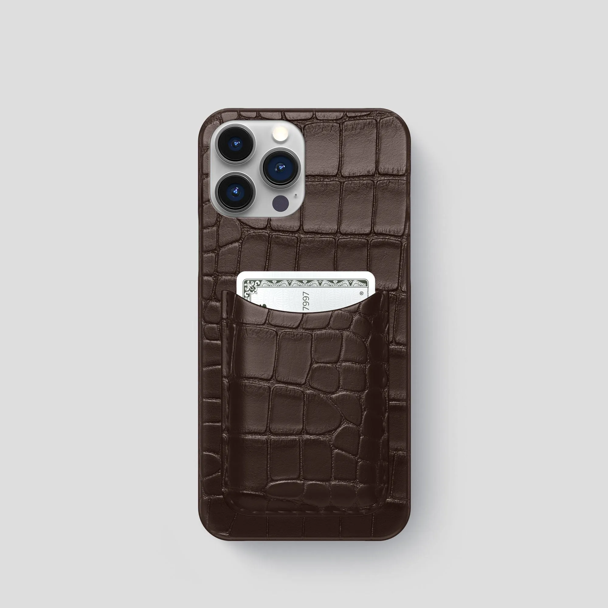 Outdoor Design Slim Card Case For iPhone 15 Pro In Alligator