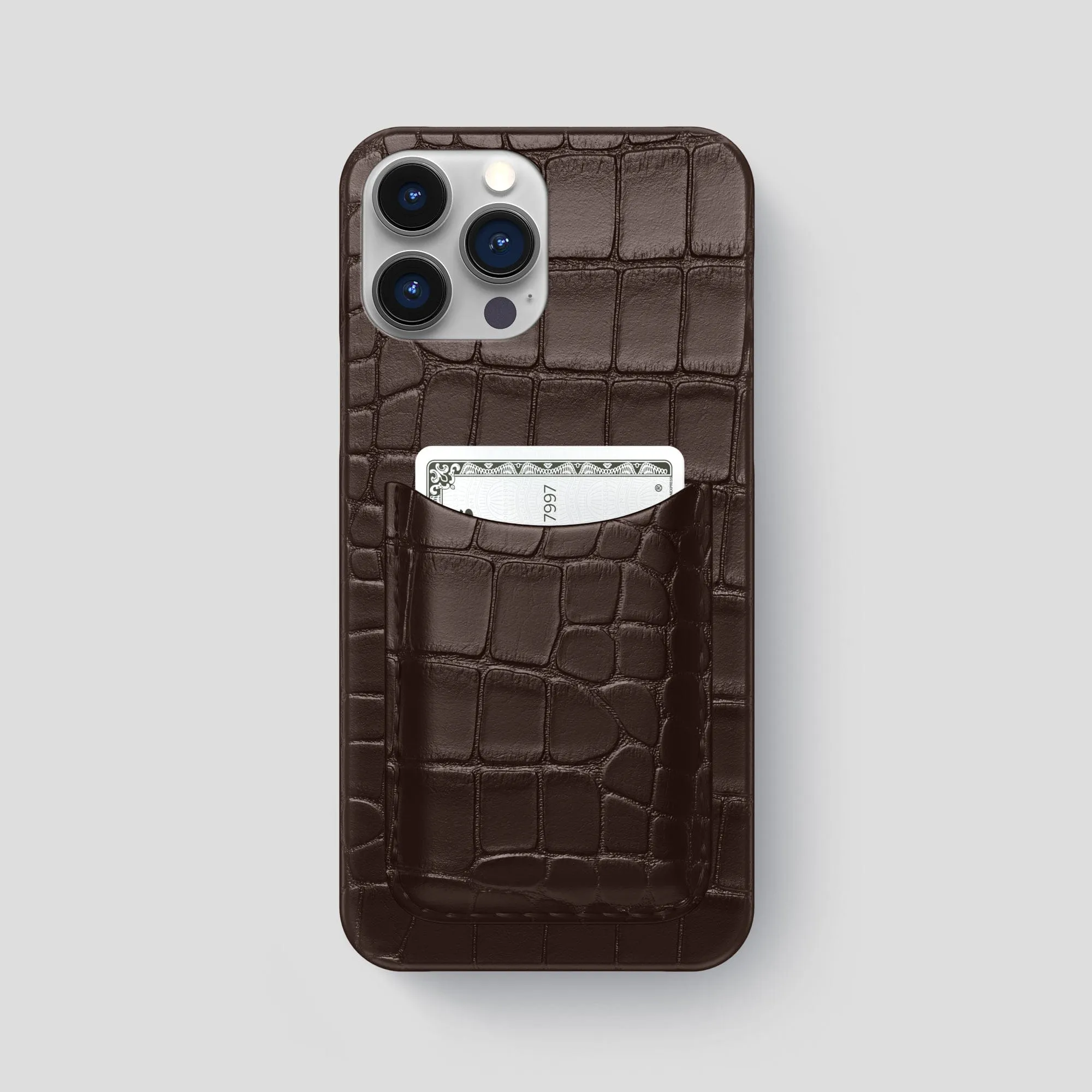 Soft Edge Slim Card Case For iPhone 15 Pro Max In Alligator