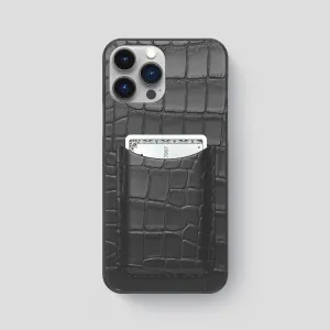 Slim Card Case For iPhone 15 Pro Max In Alligator Durable Surface Design Clear Finish