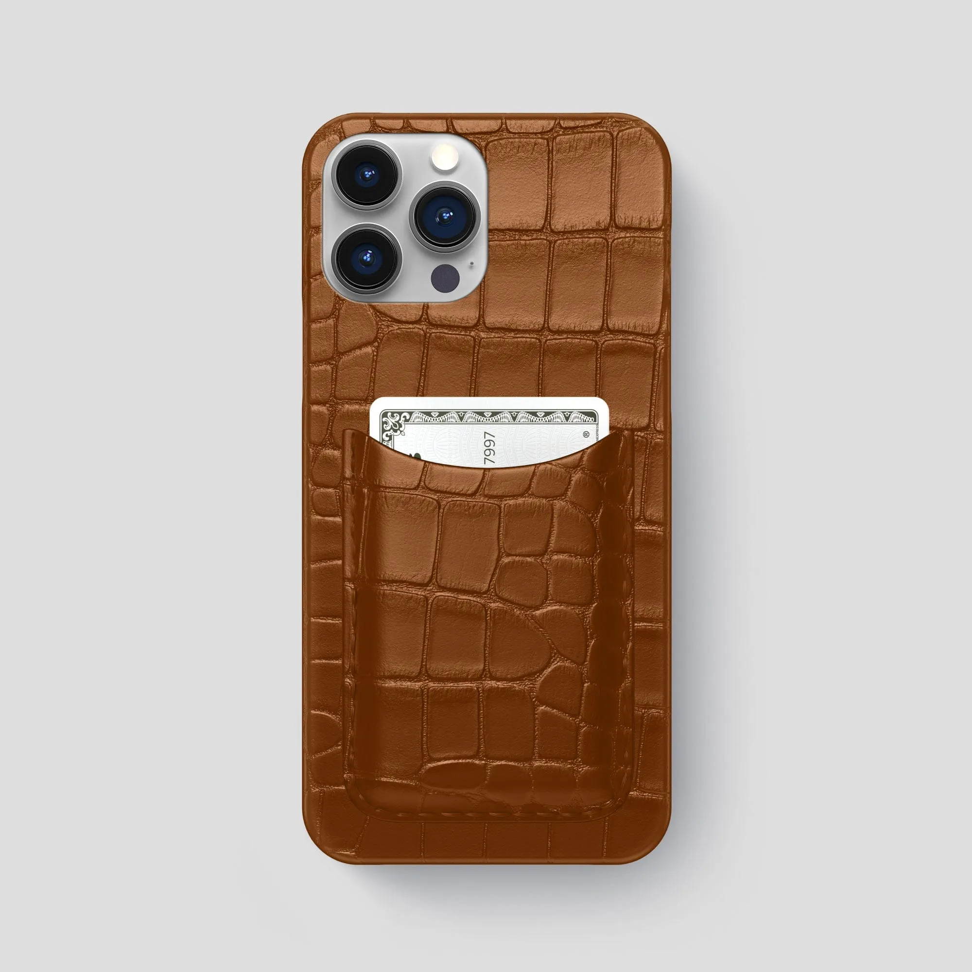 Slim Card Case For iPhone 15 Pro Max In Alligator Soft Surface Layer