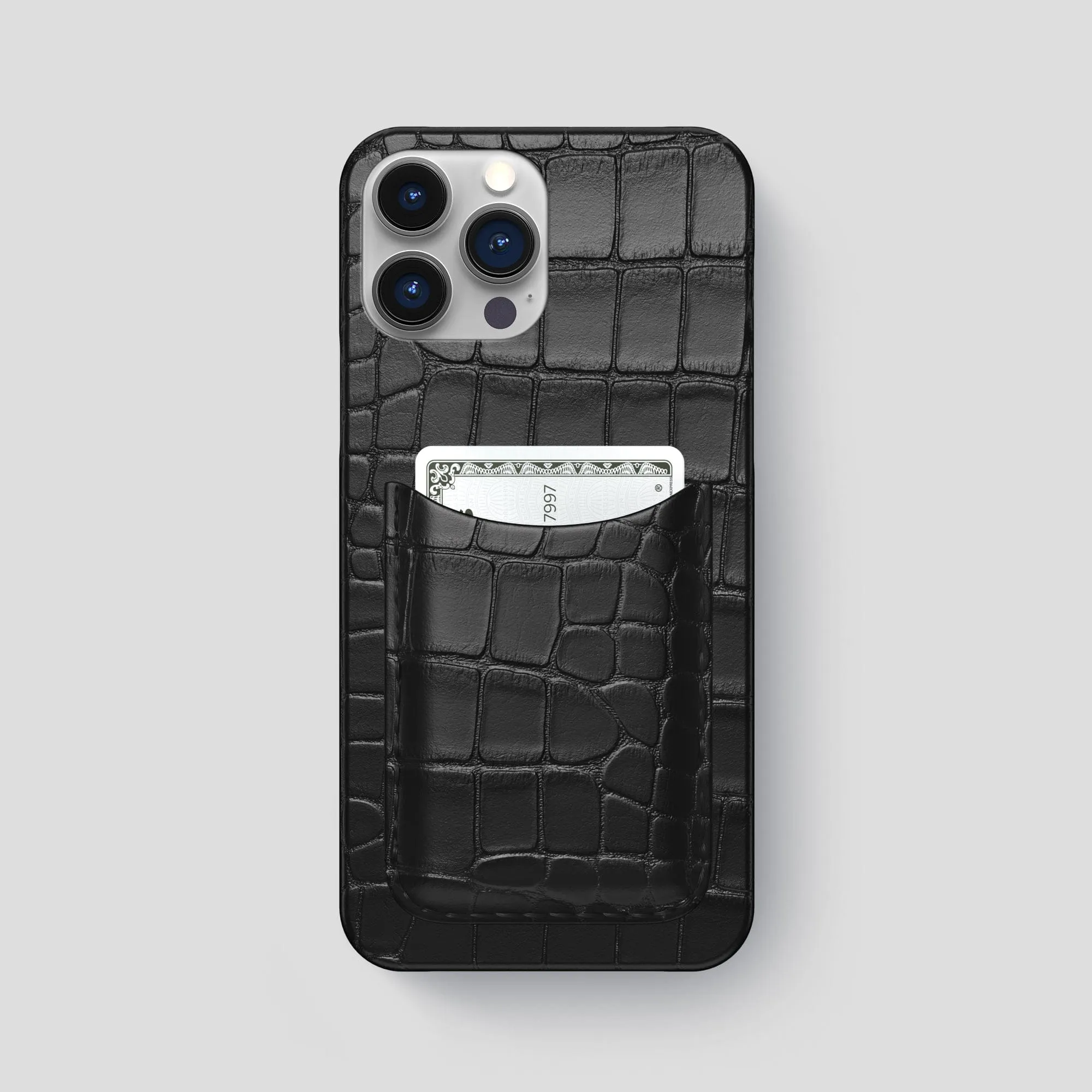 Slim Card Case For iPhone 15 Pro Max In Alligator Soft Frame