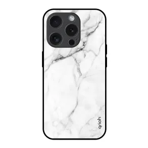 Comfort Texture Vibrant pattern Modern White Marble Glass Case for iPhone 15 Pro
