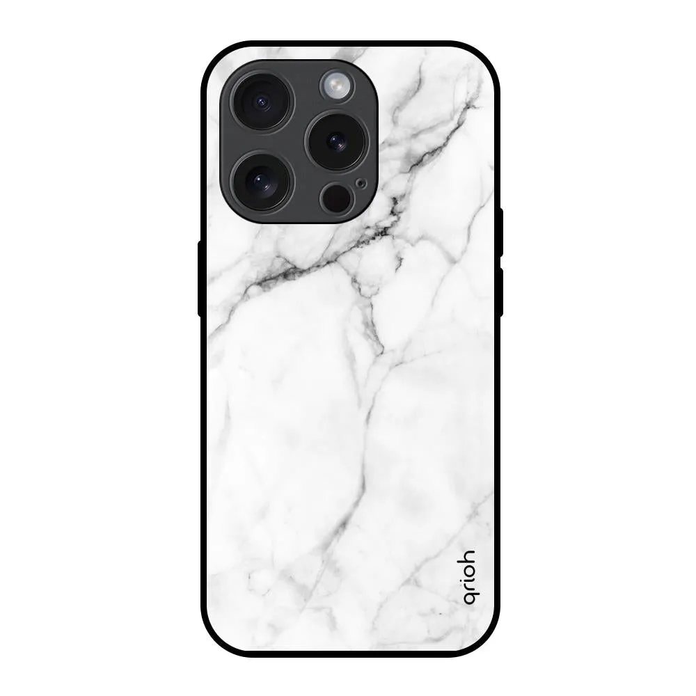 Comfort Texture Vibrant pattern Modern White Marble Glass Case for iPhone 15 Pro