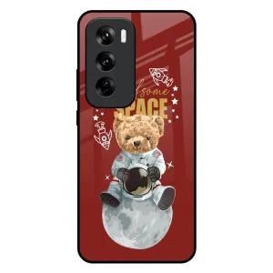 Astronaut Bear Glass Case for Oppo Reno 12 5G Compact Texture Layer