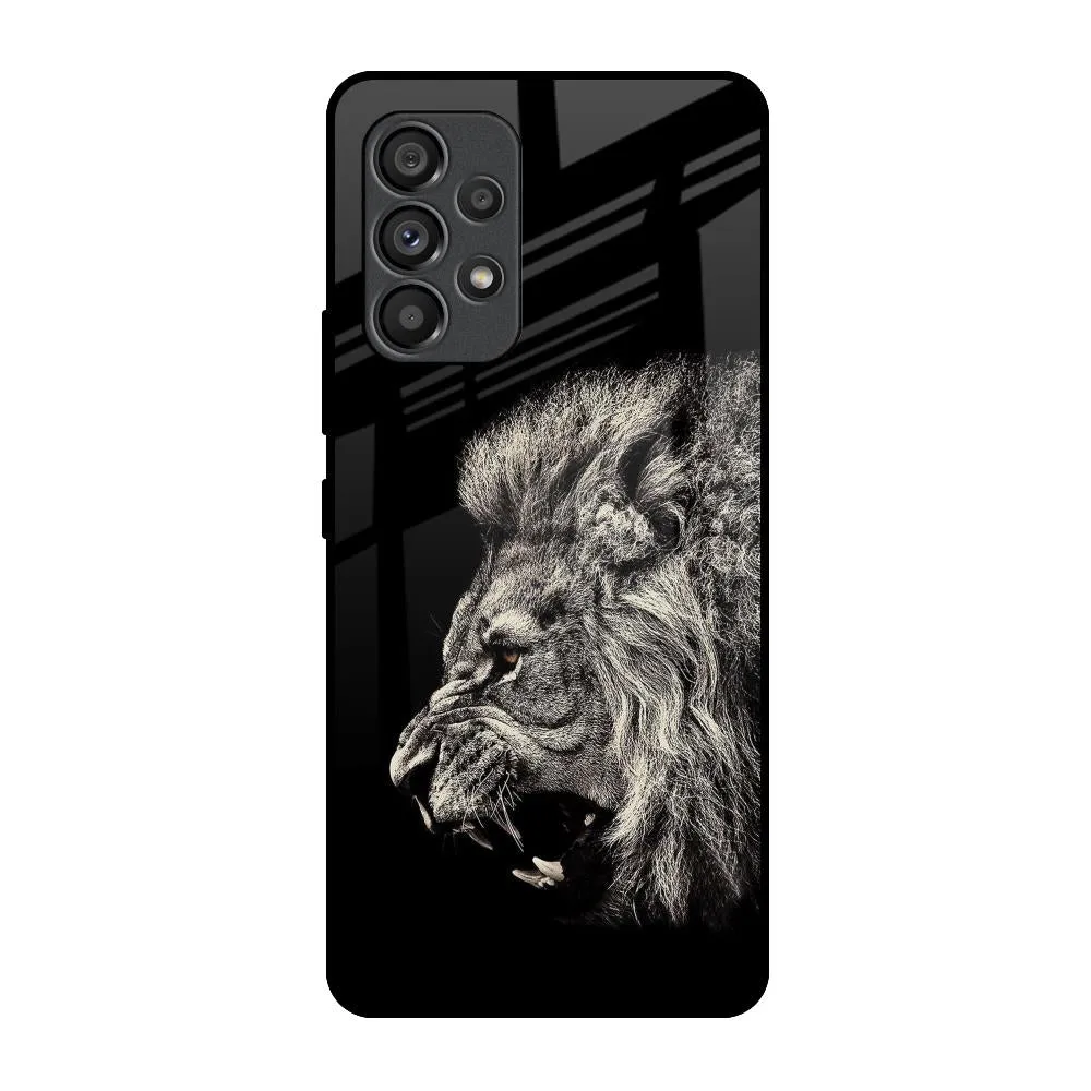 Brave Lion Glass Case for Samsung Galaxy A53 5G Rugged Build Texture Smooth Fit
