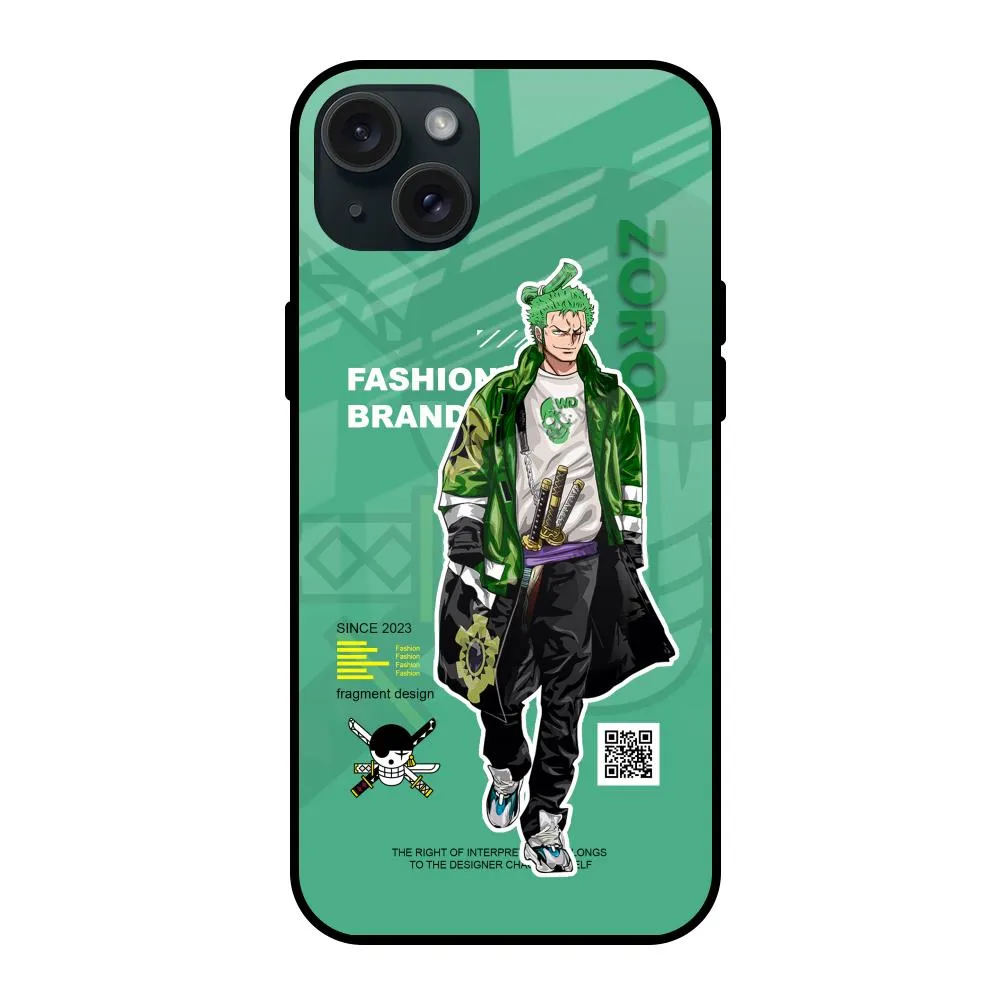 Comfort Edge Texture Zoro Bape Glass Case for iPhone 15 Plus