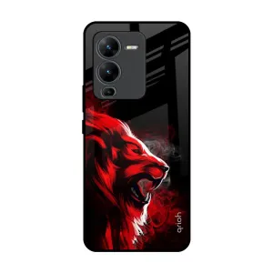 Red Angry Lion Glass Case for Vivo V25 Pro Protective Form