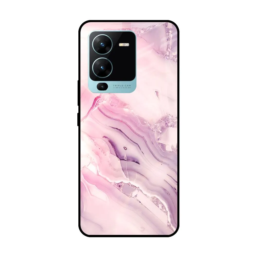 Diamond Pink Gradient Glass Case For Vivo V25 Pro Stylish Detailing Tight Fit
