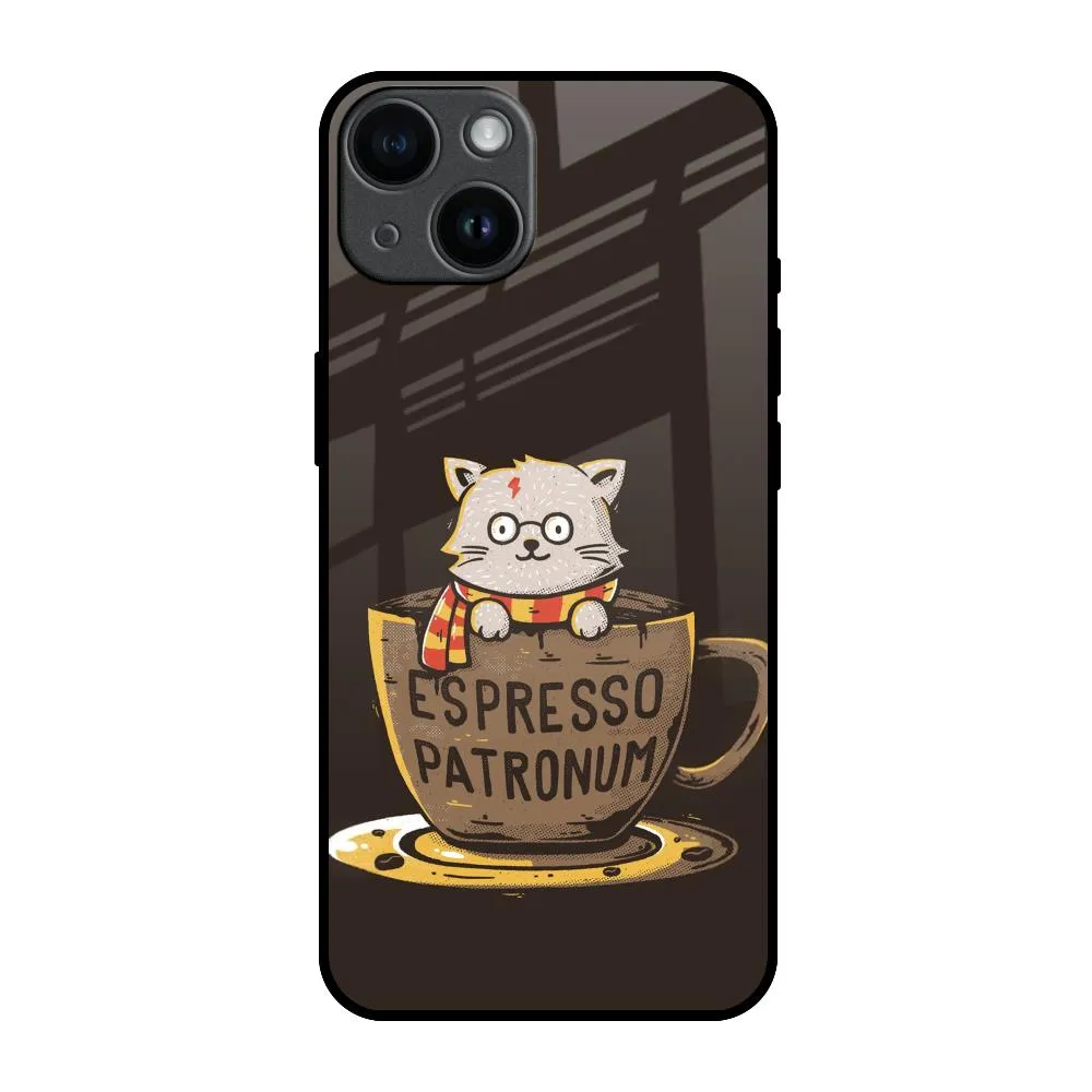 Unique Texture Functional Design Tea With Kitty Glass Case For iPhone 14