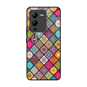 Rugged Design Multicolor Mandala Glass Case for Vivo V25 Pro