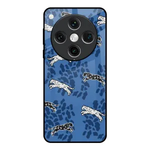 Modern Function Blue Cheetah Glass Case for Oppo Find x8 Pro
