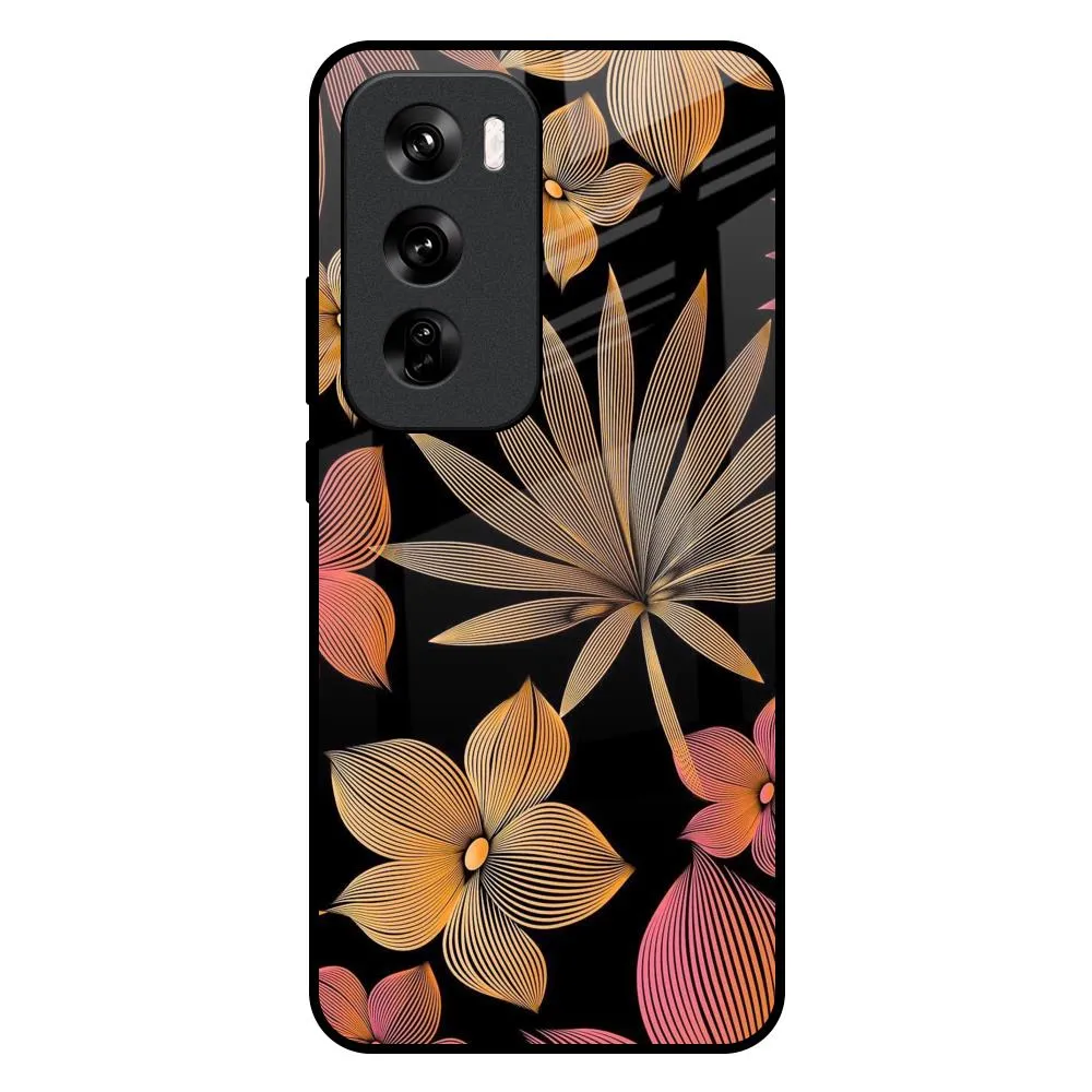 Stylish Color Lines Pattern Flowers Glass Case for Oppo Reno 12 5G