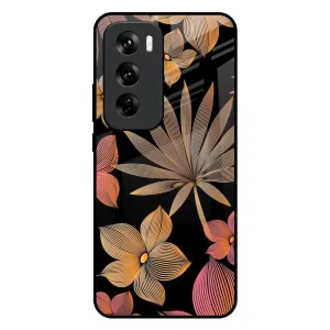 Stylish Color Lines Pattern Flowers Glass Case for Oppo Reno 12 5G