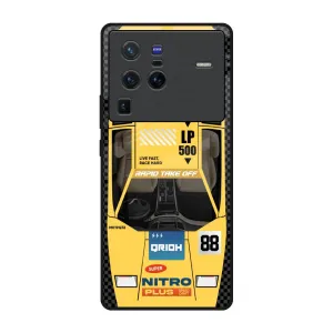 Yellow Racing Car Glass Case for Vivo X80 Pro 5G Durable Form