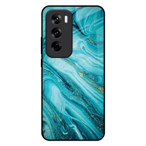 Ocean Marble Glass Case for Oppo Reno 12 5G Durable Texture Layer