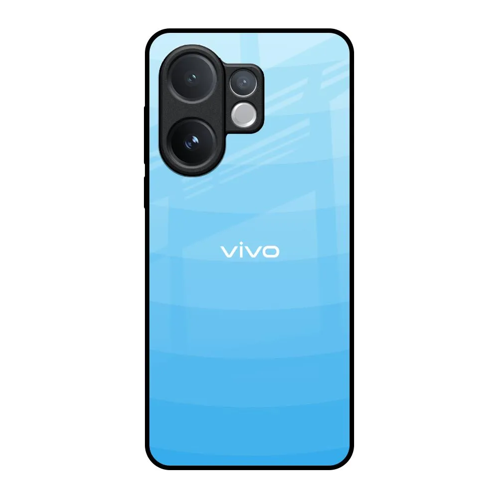 Protective Design Texture Wavy Blue Pattern Glass Case for Vivo V60 5G