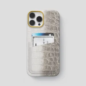 premium design Double Card Case For iPhone 15 Pro Max In Himalayan Crocodile