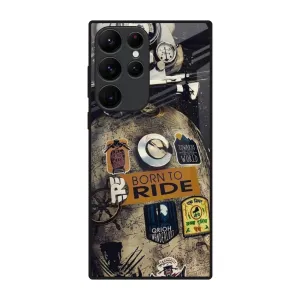 Ride Mode On Glass Case for Samsung Galaxy S22 Ultra 5G Matte Pattern Classic Design