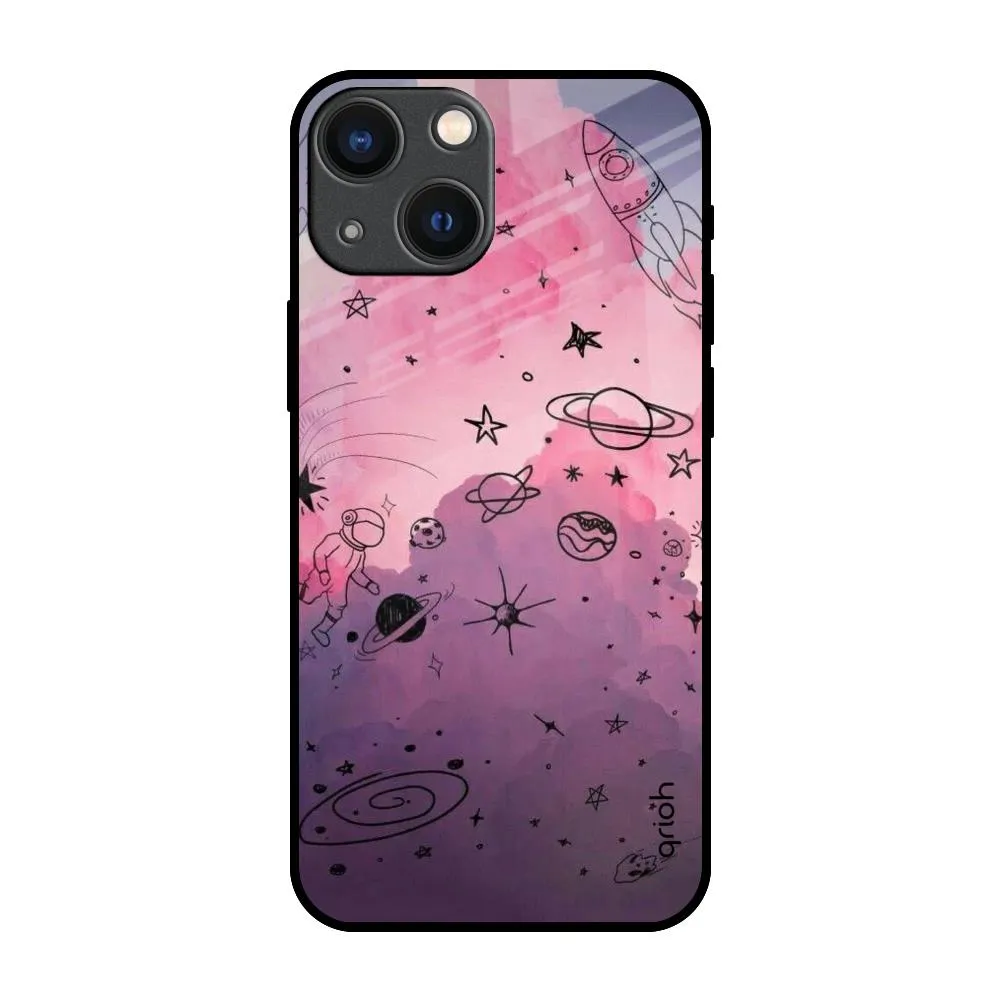 Premium Quality Space Doodles Glass Case for iPhone 14 Plus