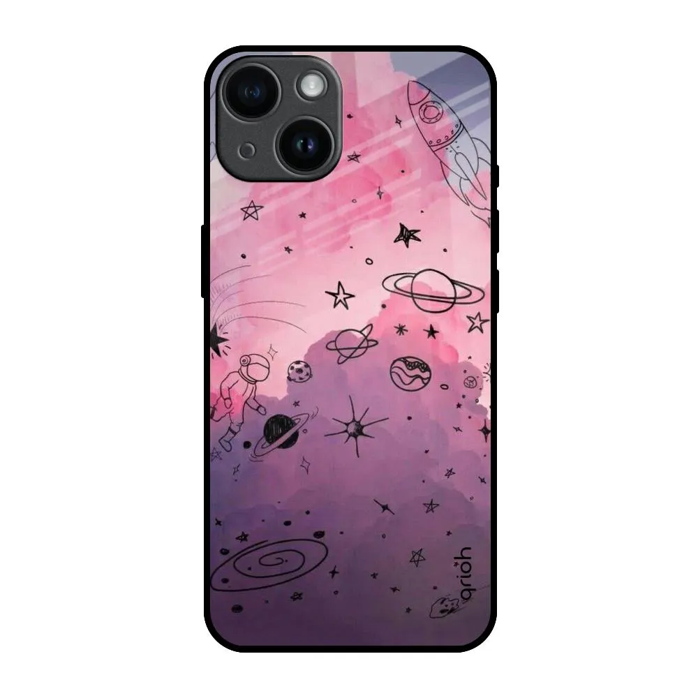Hybrid Detail Space Doodles Glass Case for iPhone 14