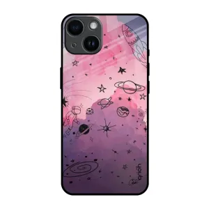 Hybrid Detail Space Doodles Glass Case for iPhone 14