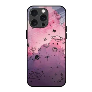 Casual Look Gloss Surface Layer Space Doodles Glass Case for iPhone 15 Pro Max