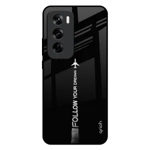 Follow Your Dreams Glass Case for Oppo Reno 12 5G Minimal Pattern Luxury Style