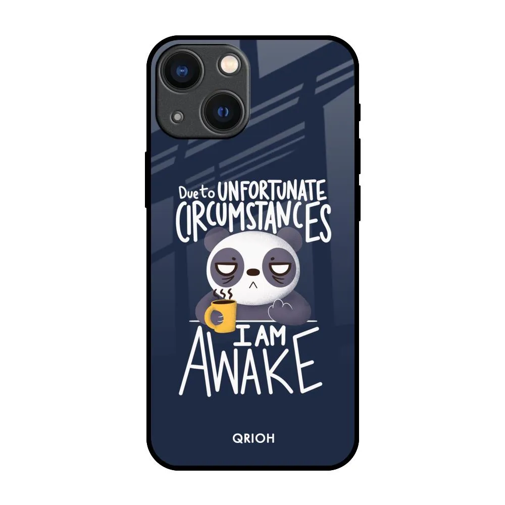 Comfort Texture Finish Struggling Panda Glass Case for iPhone 14 Plus