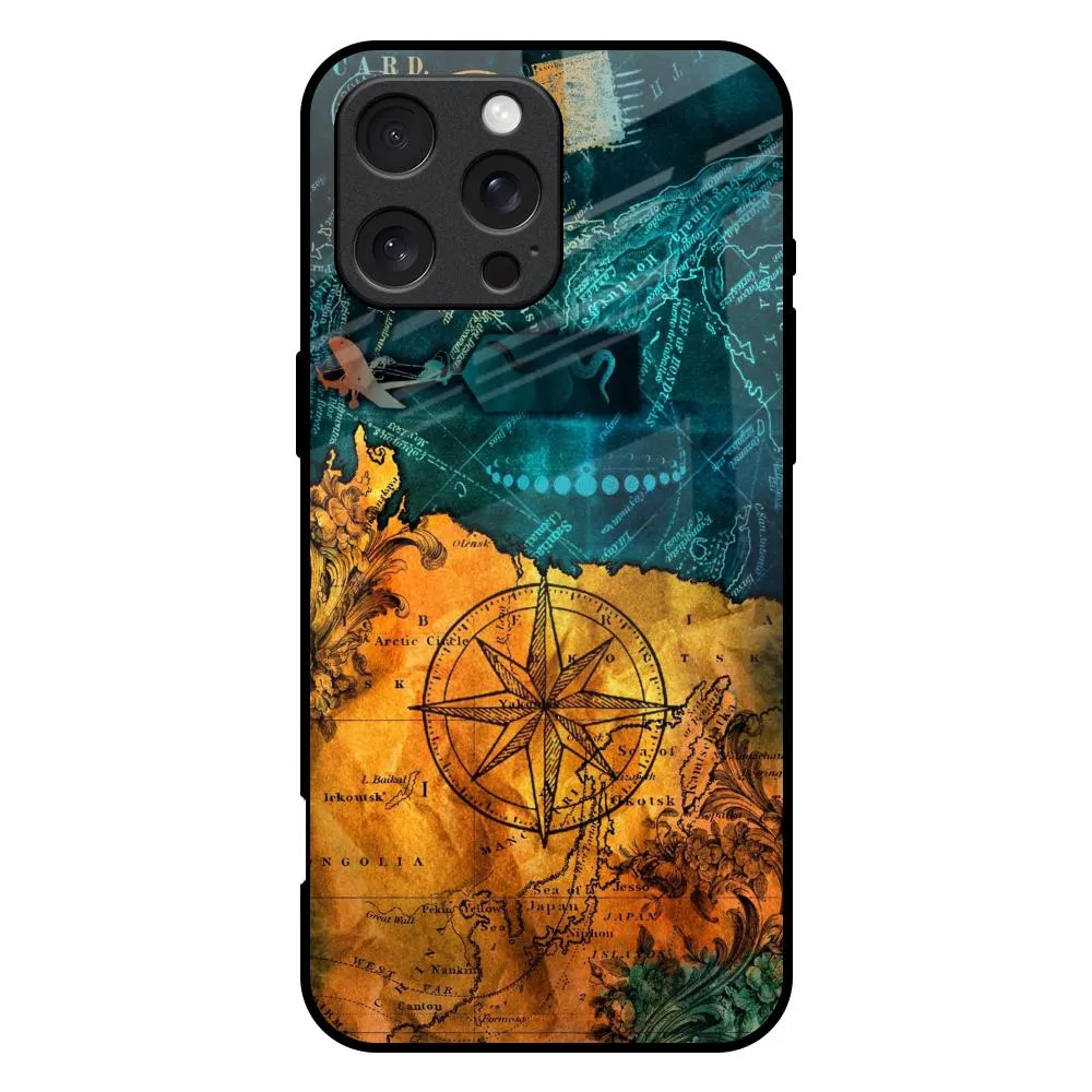 Architecture Map Glass Case for iPhone 16 Pro Max Rugged Texture Design