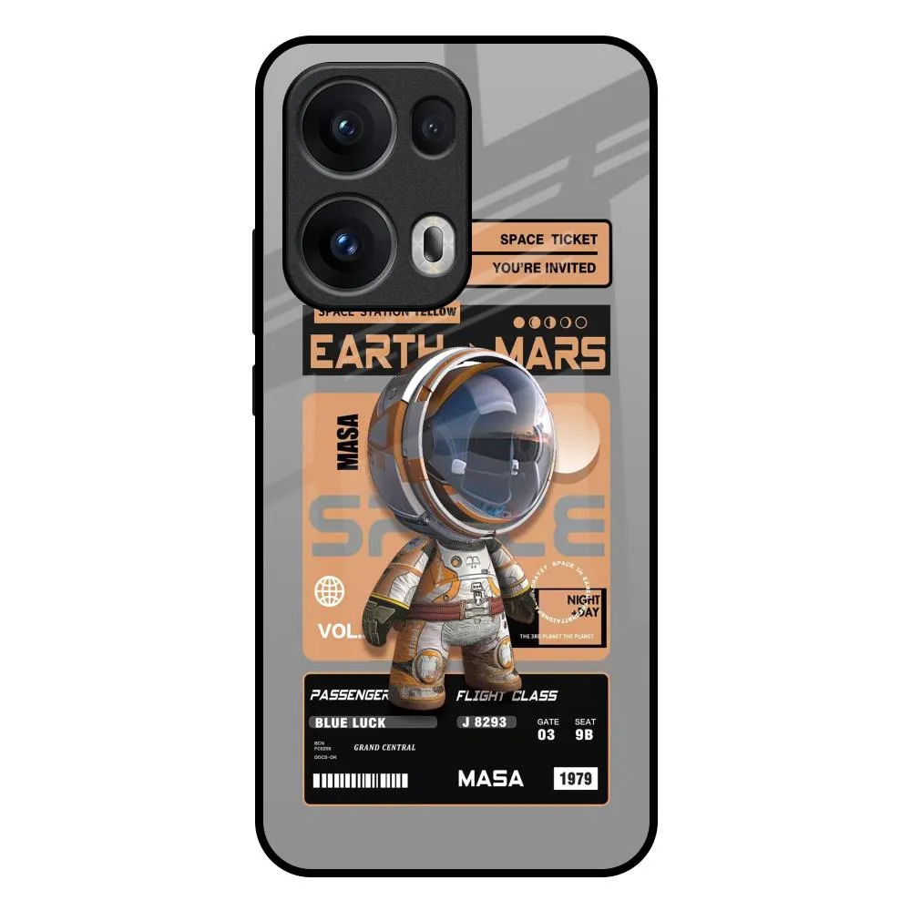 Space Ticket Glass Case for Oppo Reno13 Pro 5G Premium Look Soft Edge Detail