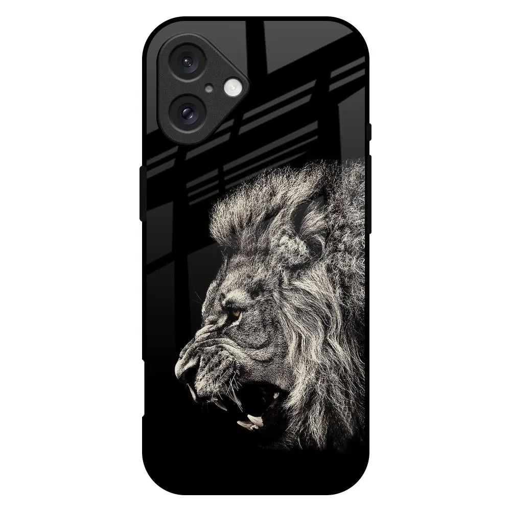 Brave Lion Glass Case for iPhone 16 Plus Soft Protection Layer Luxury Grip