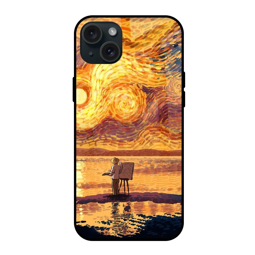 Sunset Vincent Glass Case for iPhone 15 Plus Easy Grip