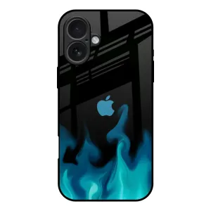 Teal Flames Glass Case for iPhone 17 Soft Grip Layer Phone Accessory